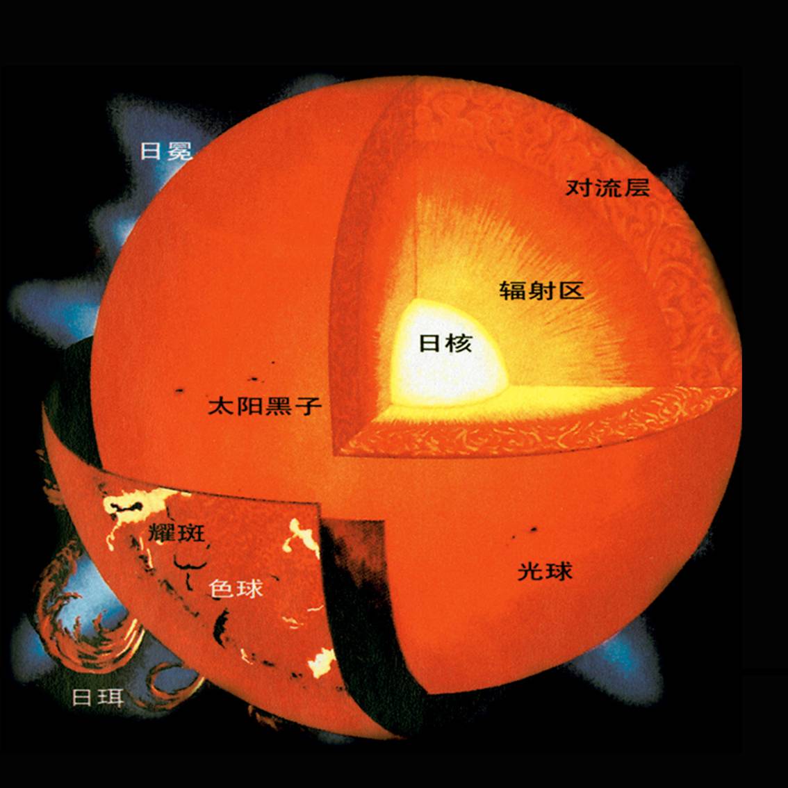 太阳内部结构示意图图片